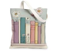Borse di totalizzatore floreali della tela, borse riutilizzabili della drogheria del modello dei libri pastello, tela lavabile leggera della tracolla per, Pastello., 13x15 Inch