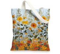 Borse di totalizzatore floreali della tela, borse riutilizzabili luminose della drogheria del modello floreale, cinghia di spalla lavabile leggera del giardino d'annata Ca, Luminoso, 13x15 Inch
