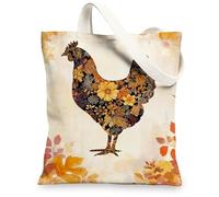 Borse di totalizzatore floreali della tela del pollo, borse riutilizzabili di progettazione floreale artistica, tela lavabile leggera dell'annata B della tracolla, Multicolore, 13x15 Inch