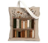 Borse di totalizzatore floreali della tela dello scaffale, borse riutilizzabili della drogheria del modello della pianta dell'annata, tela lavabile leggera della tracolla, Beige, 13x15 Inch