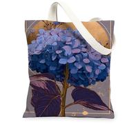 Borse di totalizzatore floreali della tela dell'ortensia, borse della spesa riutilizzabili eleganti della stampa del fiore, Shoul lavabile leggero artistico d'annata, Blu, 13x15 Inch