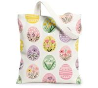 Borse di totalizzatore floreali della tela di Pasqua, borse riutilizzabili della drogheria del modello dell'uovo del fiore, spalla lavabile leggera dell'annata della primavera S, Multicolore, 13x15