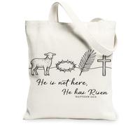 Borse di totalizzatore floreali della tela di Pasqua, pecore e borse riutilizzabili della drogheria di progettazione della croce, tracolla lavabile leggera Ca della primavera, bianco, 13x15 Inch