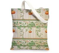 Borse di totalizzatore floreali dell'annata della tela, borse della drogheria riutilizzabili del modello lavabile leggero della zucca per il viaggio della spiaggia di, Verde, 13x15 Inch