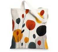 Borse di totalizzatore floreali moderne della tela, borse della spesa riutilizzabili del modello artistico della pianta, tela lavabile leggera B della tracolla, Multicolore, 13x15 Inch