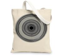 Borse di totalizzatore geometriche della tela, borse della spesa riutilizzabili circolari moderne del modello, borse di spalla ecologiche lavabili, Beige, 13x15 Inch
