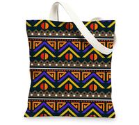 Borse di totalizzatore geometriche della tela, borse della spesa riutilizzabili variopinte del modello tribale, alla moda moderna leggera lavabile della spalla, Colorato, 13x15 Inch