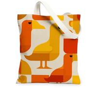 Borse di totalizzatore geometriche moderne della tela, borse riutilizzabili variopinte della drogheria del modello dell'uccello della tela, Arancione, 13x15 Inch