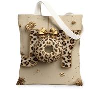 Borse di totalizzatore gioiose della tela del leopardo, borse della drogheria riutilizzabili della stampa animalier, tracolla lavabile leggera chic per lo shopping, Beige, 13x15 Inch