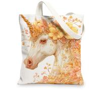 Borse di totalizzatore magiche della tela del cavallo, borse riutilizzabili della drogheria del modello animale floreale, st leggero lavabile chic della spalla della Boemia, bianco, 13x15 Inch