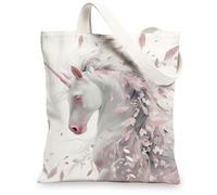 Borse di totalizzatore magiche fantasiose della tela del cavallo, borse della spesa riutilizzabili eleganti del modello animale di fantasia, lavabile leggero dovrebbe, bianco, 13x15 Inch