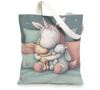 Borse di totalizzatore magiche sveglie della tela del cavallo, borse riutilizzabili della drogheria della stampa animale fantasiosa, tracolla lavabile leggera, Pastello., 13x15 Inch