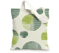 Borse di totalizzatore moderne della tela, borse della drogheria riutilizzabili del modello astratto del cerchio, borse di tela della tracolla lavabili leggere per, Verde, 13x15 Inch