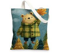 Borse di totalizzatore sveglie della tela dell'orso, borse della spesa riutilizzabili del modello animale adorabile, tela leggera ecologica della natura fantasiosa, Multicolore, 13x15 Inch