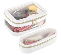 Borse di trucco di viaggio della radura di 2 pezzi, organizzatori cosmetici trasparenti per gli articoli da toeletta, supporti di cuoio impermeabili della spazzola con le chiare finestre, Trasparente