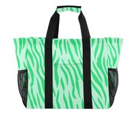 Borse di utilità di struttura della pelliccia delle tigri verdi della menta pieghevoli con le tasche con la grande borsa da spiaggia delle maniglie, Texture pelliccia tigri verde menta, 1 size, Moda