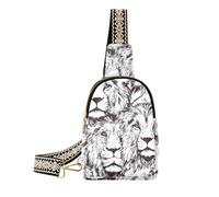 borse disegnate a mano semplici alla moda del corpo del leone di schizzo per il pacchetto di cuoio del fanny di viaggio per il pacchetto di