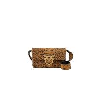 PINKO Borse Donna Beige Borsa media Borsa a tracolla Slouchy in Suede Leopardato