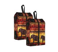Borse durevoli della scarpa di viaggio della stampa del patchwork dell'elefante africano per la conservazione e l'imballaggio, borsa impermeabile della scarpa con la chiusura lampo liscia, 2 pezzi
