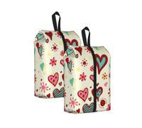 Borse durevoli variopinte della scarpa di viaggio della stampa del modello del cuore per stoccaggio e imballaggio, borsa impermeabile della scarpa con la chiusura lampo regolare, 2 pezzi, One Size