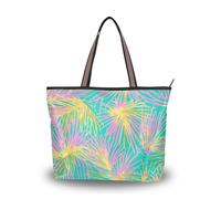 Borse e borse con cerniera in tessuto di seta con foglie rosa e oro con palma tropicale e borse eleganti per le donne sotto