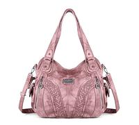 Borse e borse da donna alla moda Tote Bag Borse a tracolla Top Handle Satchel Borse Lavato in pelle sintetica, Rosa retrò, 13.8 * 4.7 * 11.8 inches