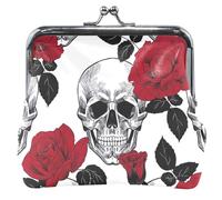 Borse e borse in pelle rossa con teschi e rosa per ragazze, teschi rosa rosso, UNITALLA Classic, teschi rosa rosso, UNITALLA Classic, Teschi Rosa Rosso, Taglia unica, Classic