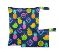 Borse estive al neon per frutta e ananas al neon per spiaggia, confezione da 2 pezzi essenziali da viaggio per volare con manici per yoga