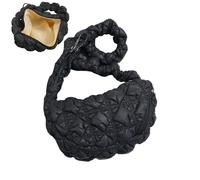 Borse gonfie da donna,Borsa a mano imbottita | Borsa a tracolla con tracolla a forma di | Portafoglio alla per chiavi per occhiali per cellulare, ciotole, Nero, Consulte la descripción