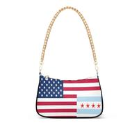 Borse Hobo da donna con tasche interne multiple | Bandiera degli Stati Uniti Chicago, resistente agli strappi, design semplice e alla moda, stile street