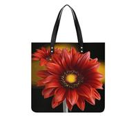 Borse in pelle Fallow Rosso Girasole Stampa Borsa in Pelle Borsa Tote Portatile Per Le Donne