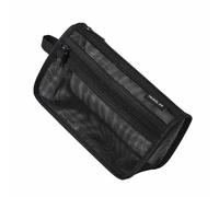 Borse in rete di nylon con cerniera per trucco, design a rete trasparente, astuccio per penne, matite, cancelleria per scuola, ufficio, articoli di cancelleria per la casa, forniture da viaggio (nero)