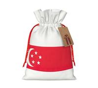 Borse in tela con stampa di bandiera di Singapore, articoli riutilizzabili, borse alla rinfusa, dimensioni assortite, per tutte le occasioni