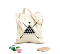 Borse in tela stampate digitalmente attrezzatura per sport con stecca da biliardo con rendering clipart di palla da biliardo Tessuto spesso 12 once Utilizzabile come trousse per il trucco 31x36cm