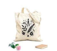 Borse in tela stampate digitalmente eleganti e festosi ornamenti di piume ed elementi botanici in un design grazioso Tessuto spesso 12 once Utilizzabile come trousse per il trucco 35x40cm Grande