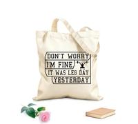 Borse in tela stampate digitalmente non preoccuparti, sto bene, ieri era il giorno delle gambe, pronto per la stampa Tessuto spesso 12 once Utilizzabile come trousse per il trucco 25x30cm Piccola