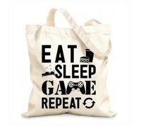 Borse in tela stampate digitalmente Tessuto spesso 12 once mangiare dormire gioco ripetere gioco citazioni emblema videogiochi amare giocare Utilizzabile come trousse per il trucco 31x36cm Media