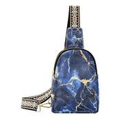 Borse irregolari del corpo di struttura di marmo blu alla moda dell'oro per la piccola borsa robusta dell'imbracatura per il pacchetto di giorno, Texture di marmo irregolare oro blu, 1 size