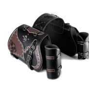 Borse Laterali Moto per Kawasaki Vulcan 1700 Voyager 2009-2024, Borsa Moto Impermeabile Pelle PU Vintage, Borsa da Sella Rimovibile con Cinghie e Chiusura Rapida,C