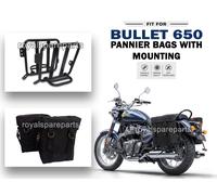 Borse Laterali Pannier Militare Nero Con Supporto Per Royal Enfield Bullet 650