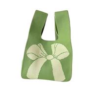 Borse lavorate a maglia Borsa da polso, borsa for la spesa alla moda con farfallino casual riutilizzabile, 20 * 36 cm for feste, matrimoni, viaggi(Light Green)