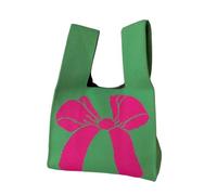 Borse lavorate a maglia Borsa da polso, borsa for la spesa alla moda con farfallino casual riutilizzabile, 20 * 36 cm for feste, matrimoni, viaggi(Green)