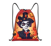 Borse leggere con coulisse con stampa Happy Halloween - perfette per viaggi, sport, spiaggia, yoga, nuoto, escursionismo, campeggio, Nero , S