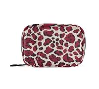 Borse medicinali con stampa leopardata rosso beige da donna con scomparti staccabili, organizer per pillole giornaliero per borsa