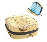 Borse mestruali per la scuola, borsa di stoccaggio del tovagliolo sanitario, sacchetto della tazza mestruale con cerniera, borse per tamponi per le donne disegnate a mano mappa del tesoro dei pirati