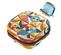 Borse mestruali per la scuola, borsa di stoccaggio del tovagliolo sanitario, sacchetto della tazza mestruale con cerniera, borse per tamponi per le donne geometria astratta-824