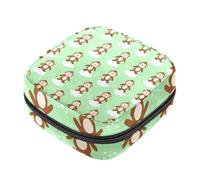 Borse mestruali per la scuola, borsa per assorbenti igienici, con cerniera, per coppette mestruali, borse per assorbenti da donna, con scimmia, verde chiaro