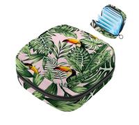 Borse mestruali per la scuola, borsa per assorbenti igienici, sacchetto per tazza mestruale con cerniera, borse per tamponi da donna tropicale verde giungla palma colibrì