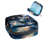 Borse mestruali per la scuola, borsa per assorbenti igienici, sacchetto per tazza mestruale con cerniera, sacchetti per assorbenti per donne, fiori e farfalle con sfondo universo scintillante