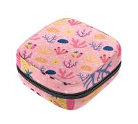 Borse mestruali per la scuola, borsa per tovaglioli igienici, sacchetto per tazza mestruale con cerniera, borse per tamponi da donna, rosa, vita marina, corallo, stella marina, motivo cartone animato